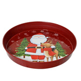 Kitchen Goods Tin Plate with Santa Print - Christmas Red